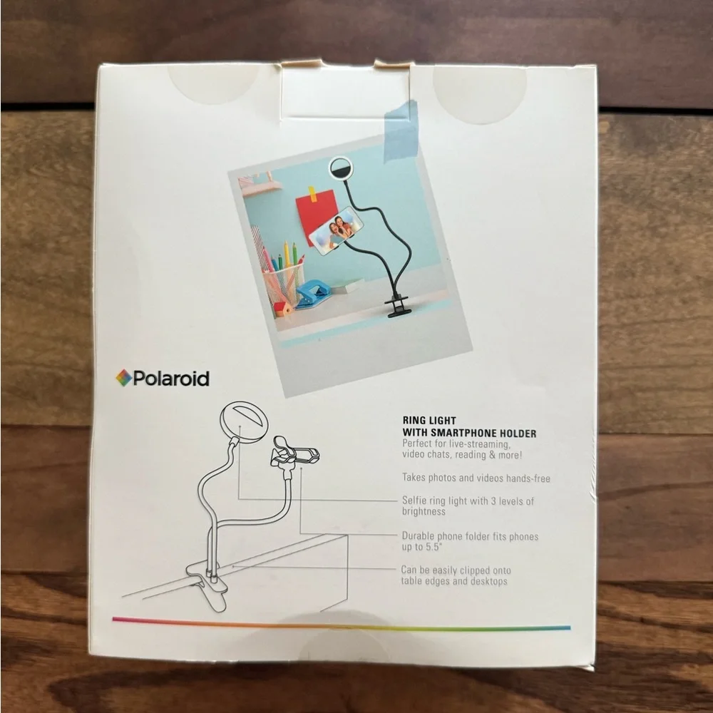 Polaroid Ring Light with Smartphone Holder - White